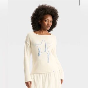 Women's Wide Crewneck Americana Pullover Sweater